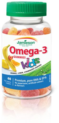 Gumki dla dzieci zawierające 60 jednostek Omega-3