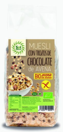 Organiczne bezglutenowe musli owsiane czekoladowe 425 gr