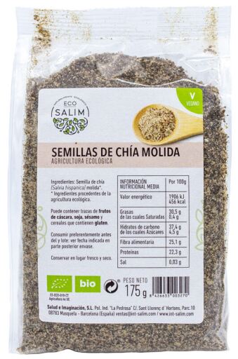 Organiczne mielone nasiona chia 175 gr