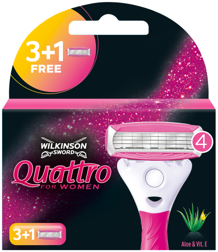 Wilkinson sword quattro dla kobiet wrażliwe ostrza ładowarka 3 + 1