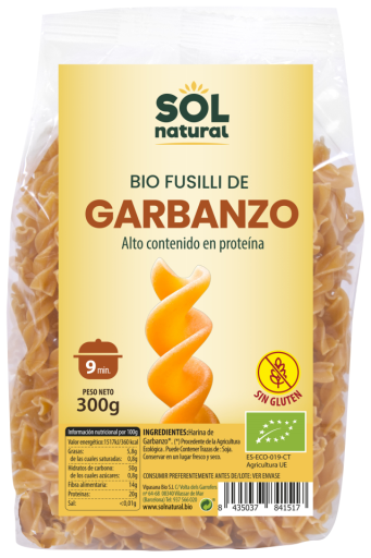 Ekologiczne bezglutenowe Fusilli z ciecierzycy 300 gr