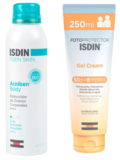 Fotoprotektor Żel-krem SPF 50+ 250 ml + Acniben spray do ciała 150 ml