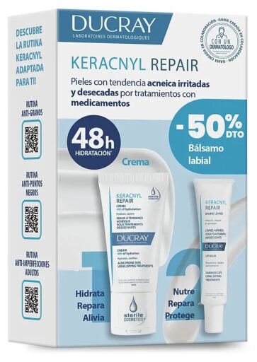 Zestaw Keracnyl Repair Cream 50 ml + Keracnyl Repair Lip Balm 15 ml