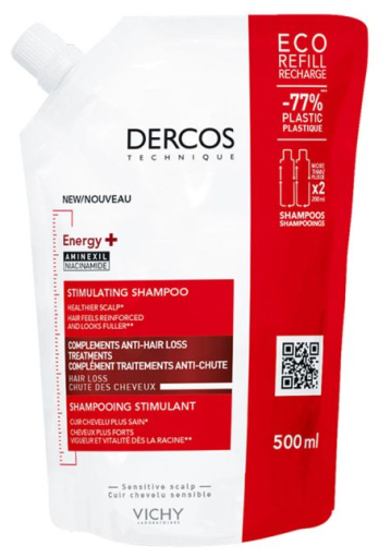 Dercos Energy+ Recharge Stymulujący szampon przeciw wypadaniu włosów 500 ml